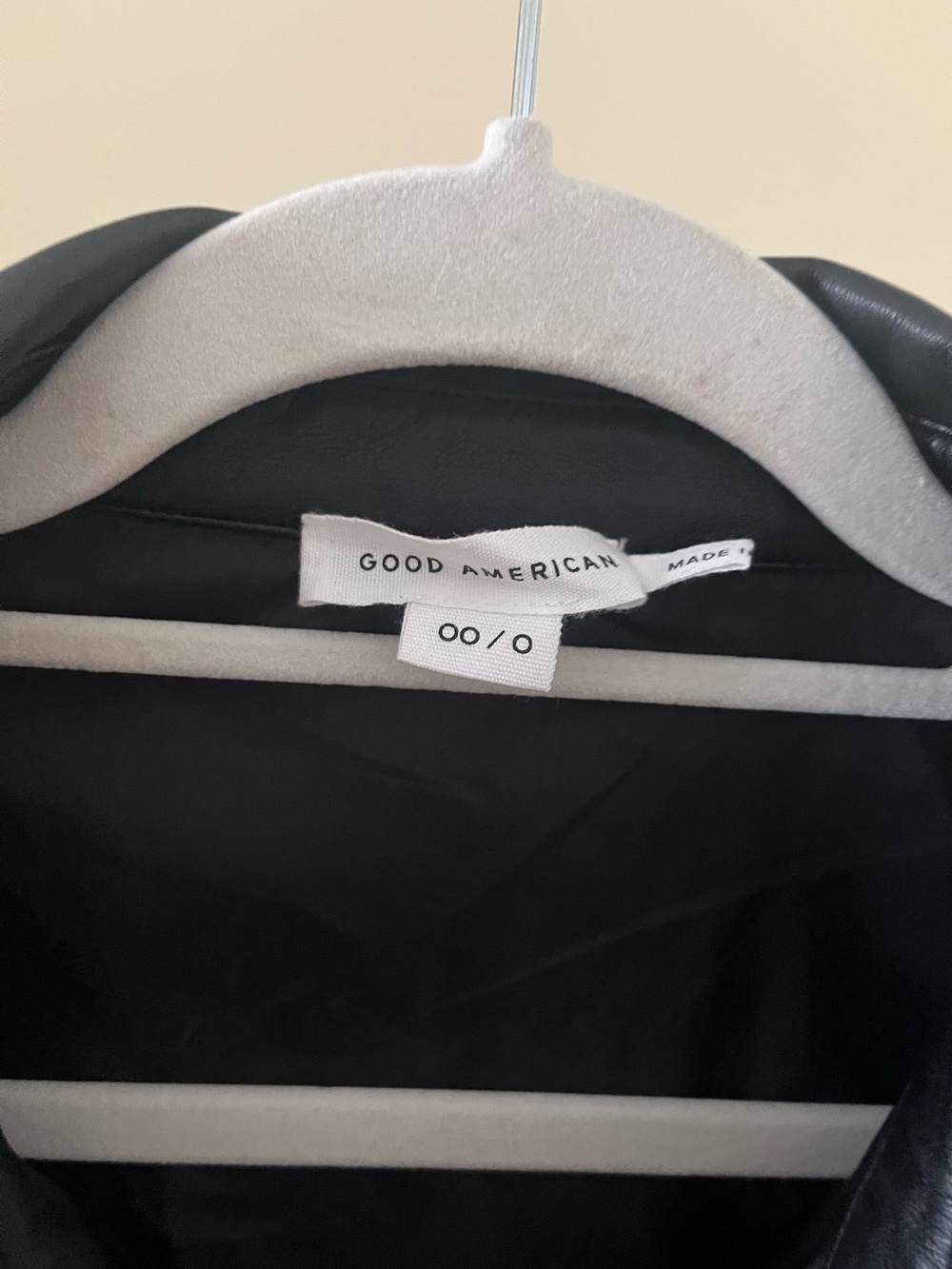 GOOD AMERICAN Black Faux Leather Shacket Oversized Jacket Tag 0/00 Fits S/M - Picture 6 of 6